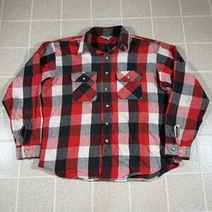 Vtg 70s Five Brother Flannel Shirt XL Plaid Heavyweight Made in USA